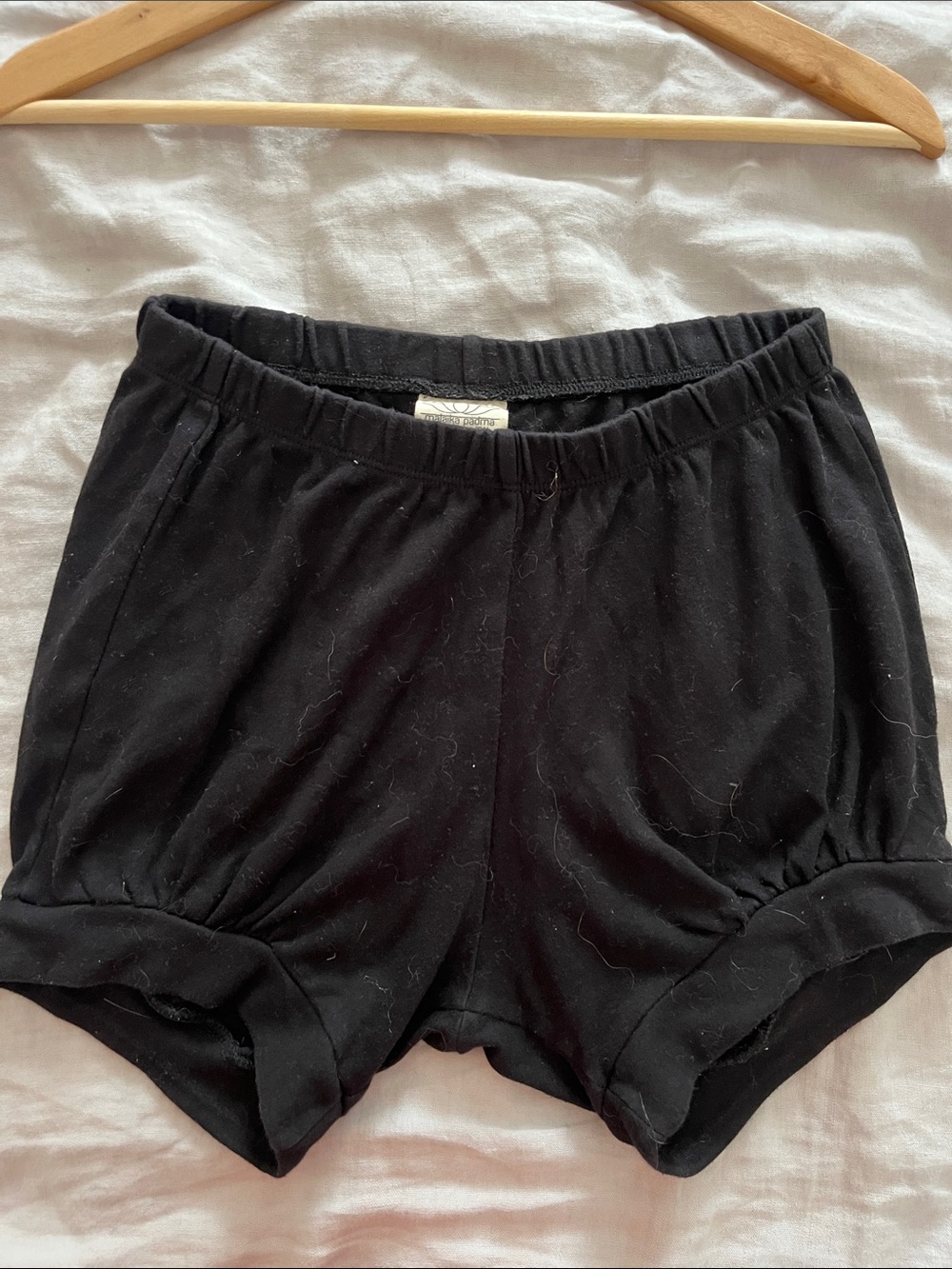 Women's Black Elastic-Waist Athletic Shorts